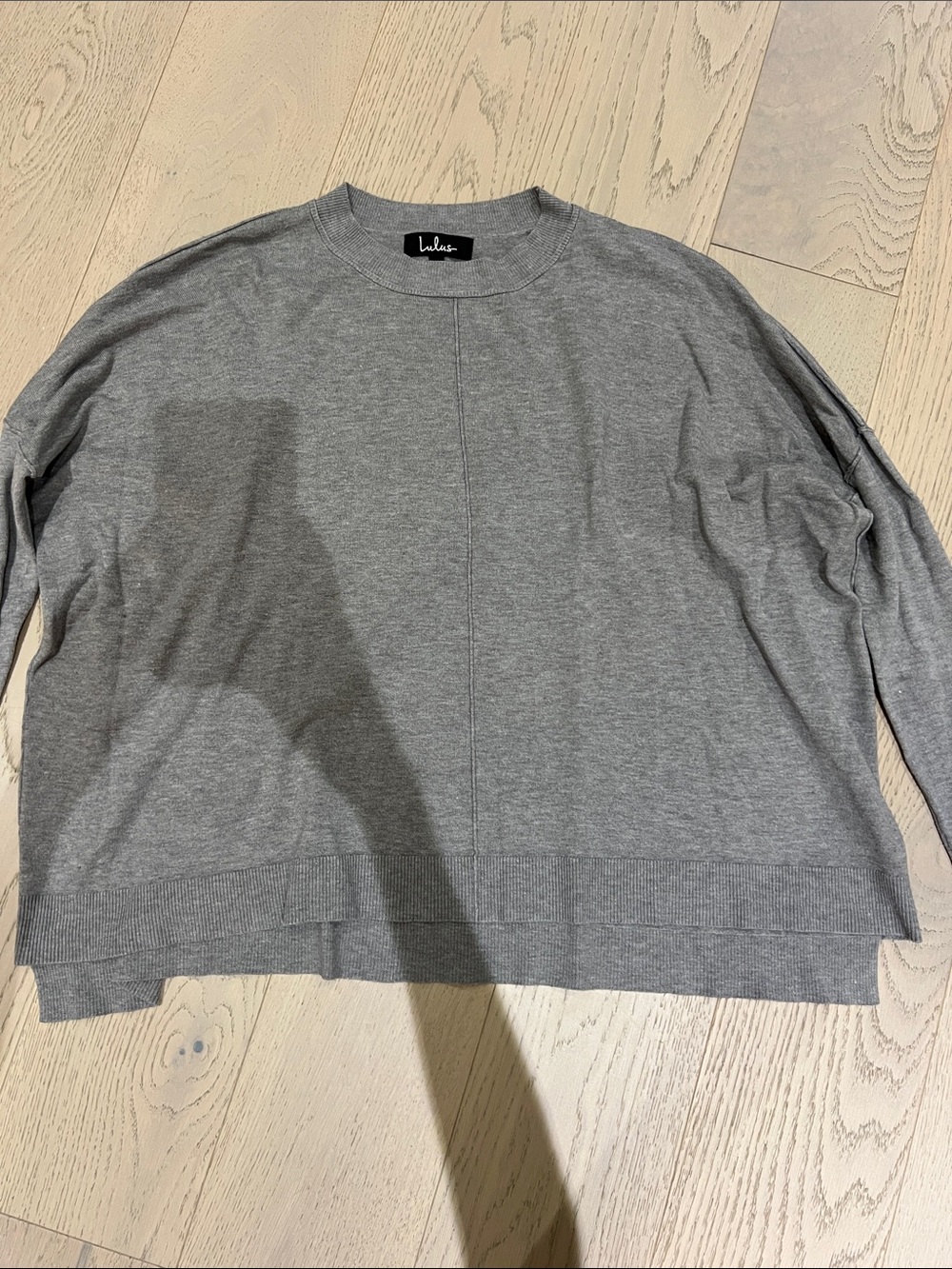 Lulu's Gray Crewneck Sweatshirt - Relaxed Knit Pullover